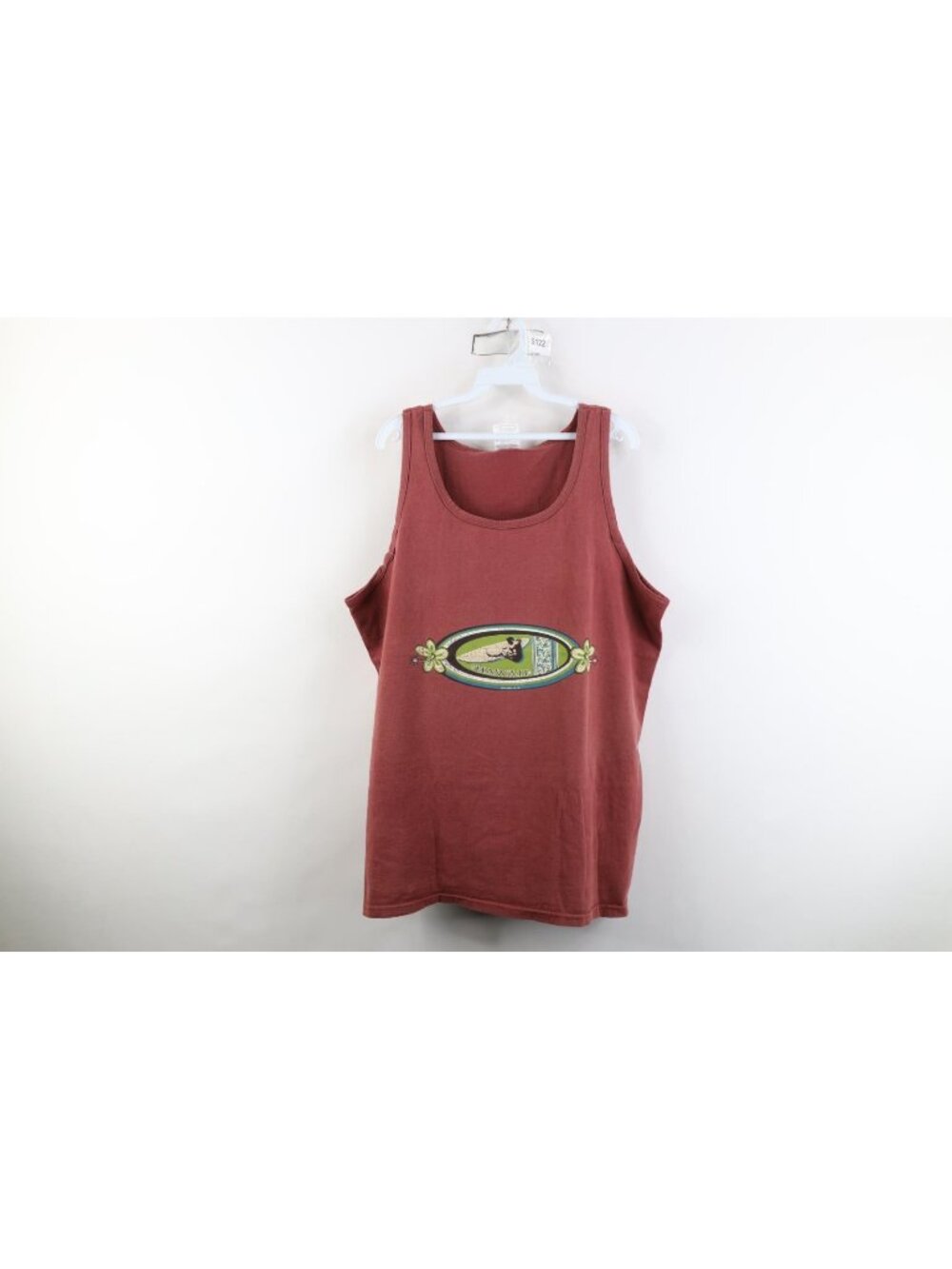 Vintage 90s Streetwear Mens XL Faded Hawaii Surfing Flower Tank Top T-Shirt Red